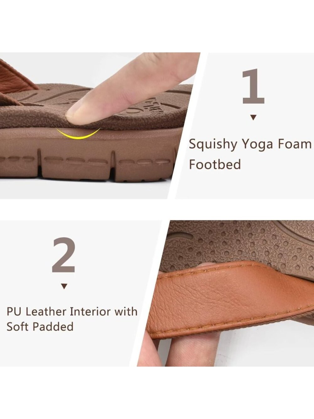 Women's Khaki Comfortable Arch Support Yoga Summer Beach Walking Flats Sandals - Picture 4 of 5
